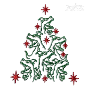 T-Rex Dinosaur Christmas Tree Dino Machine Embroidery Designs