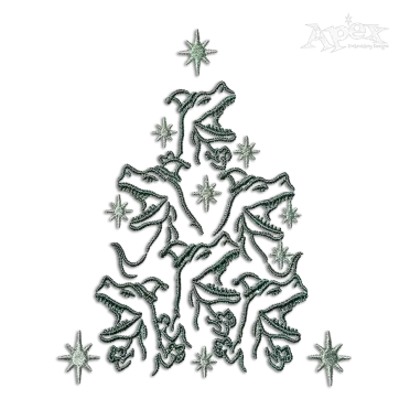 T-Rex Dinosaur Christmas Tree Dino Machine Embroidery Design