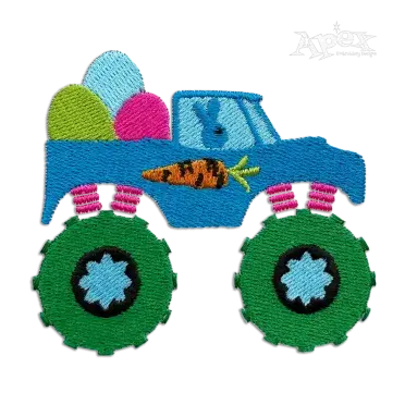 Monster Truck Hauling Easter Eggs Machine Embroidery Design Digitized