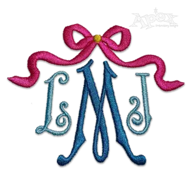 English Monogram Embroidery Font with Bow