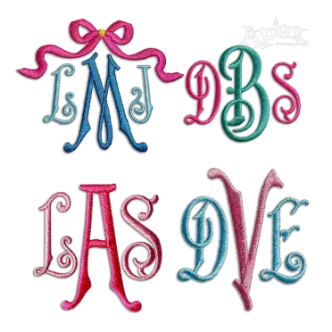 Carson English Monogram Machine Embroidery Font - Apex All