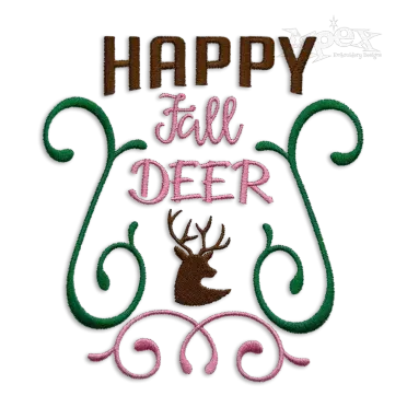 Happy Fall Deer Autumn Machine Embroidery Designs