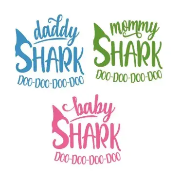 Family Daddy Mommy Baby Shark SVG Cuttable Design
