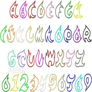 Fire Applique Embroidery Font