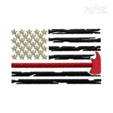 Firefighter Axe USA American Patriotic Flag Embroidery Designs