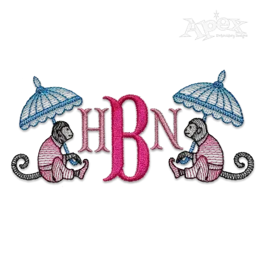 Fishtail Fancy Monogram Machine Embroidery Font