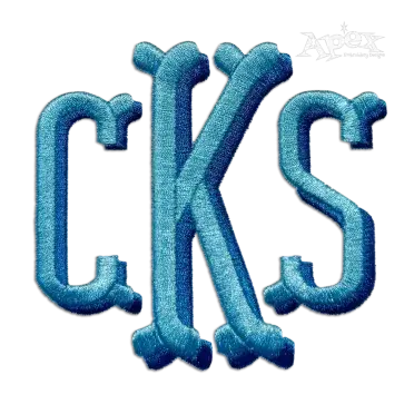 Fishtail Rounded Shadow Stacked Embroidery Font 2-Color