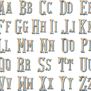 Fishtail Rounded Shadow Stacked Embroidery Font All