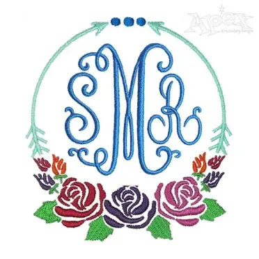 Flower Arrow Monogram Embroidery Frame