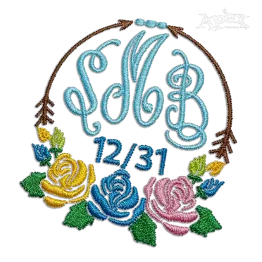 Flowers Arrows Monogram Machine Embroidery Frames Digitized by Apex
