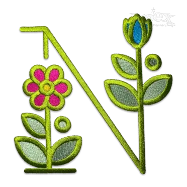 Flowers Alphabet Letters Machine Embroidery Fonts - Apex