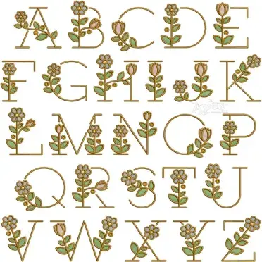 Flowers Alphabet Embroidery Font
