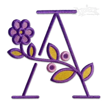 Flowers Alphabet Letters Machine Embroidery Fonts