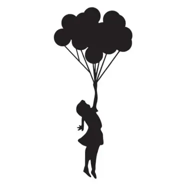 Girl Holding Balloons Silhouette SVG Cuttable Files