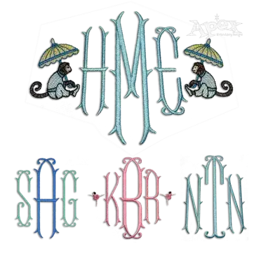 Glasgow Monogram Machine Embroidery Font by Apex Digitizing