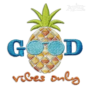 Good Vibes Only Pineapple Machine Embroidery Design