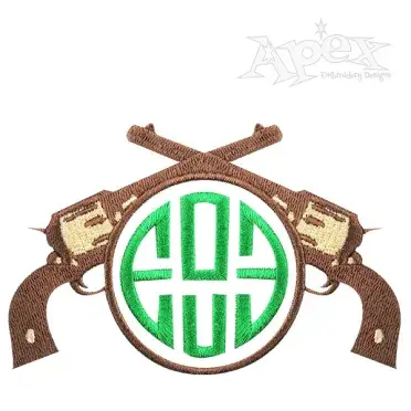 Gun Hunting Monogram Embroidery Design Frame