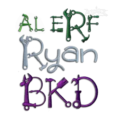 Hand Tools Embroidery Font text samples