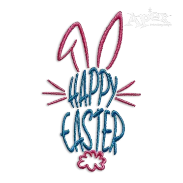 Happy Easter Bunny Word Art Machine Embroidery Design - Apex