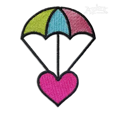 Heart Parachute Machine Embroidery Designs