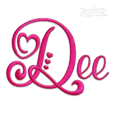 Heart Script Alphabet Letters Machine Embroidery Font - Apex