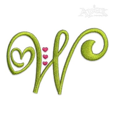 Heart Script Alphabet Letters Machine Embroidery Font Letters