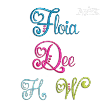 Heart Script Alphabet Letters Machine Embroidery Font - Apex All