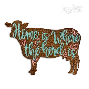 Home is Where the Herd is Cow Embroidery Design