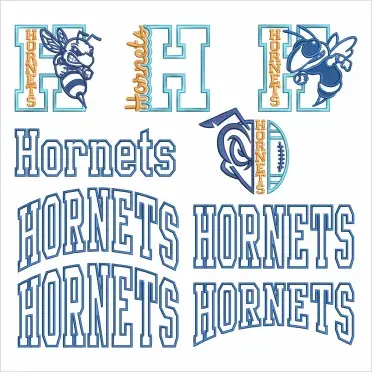Hornets School Mascot Spirit Game Sports Embroidery Design Bundle All
