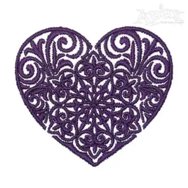 Floral Kaleidoscope Heart Embroidery Design