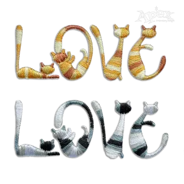 Love Cat Word Text Wordart Machine Embroidery Designs