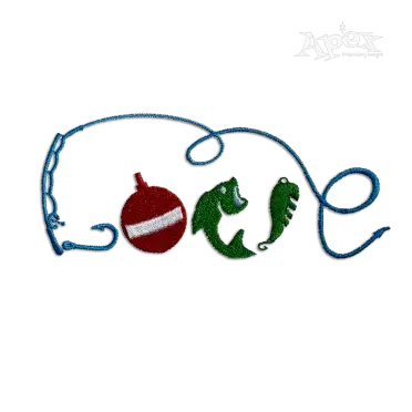 Love Fishing Machine Embroidery Design by Apex Fisherman