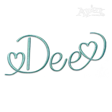Love Heart Script Machine Embroidery Font by Apex Dee