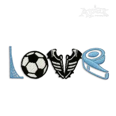 Love Soccer Logo Machine Embroidery Design by Apex