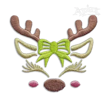 Lovely Reindeer Bow Tie Machine Embroidery Designs by Apex