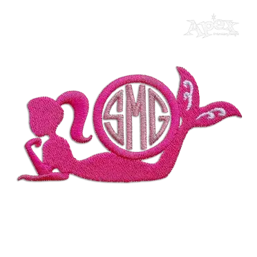 Mermaid Silhouette Monogram Embroidery Frames by Apex Digitizing