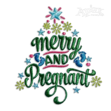 Merry and Pregnant Christmas Tree Newborn Baby Machine Embroidery Design