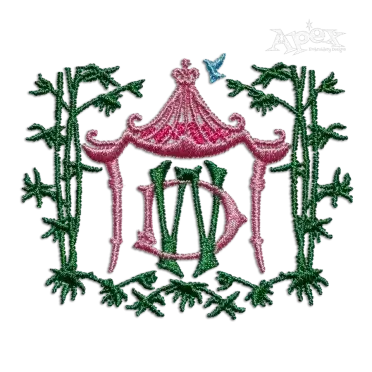 Pagoda Monogram Machine Embroidery Frames Digitize Art