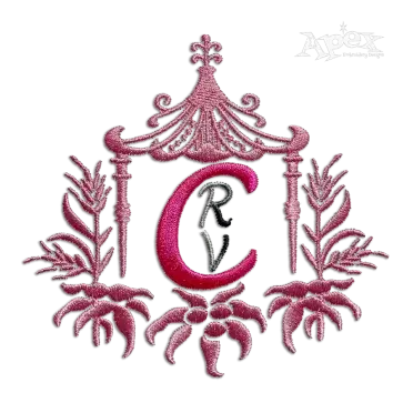Pagoda Monogram Machine Embroidery Frames Digitized by Apex
