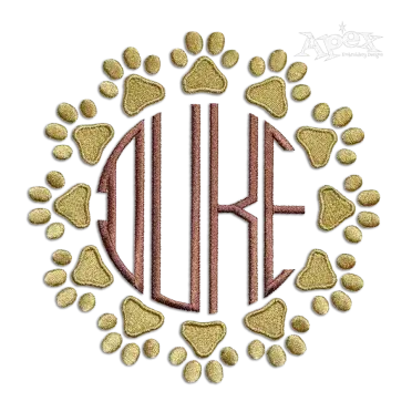 Paw Dog Love Embroidery Frame Design Circle