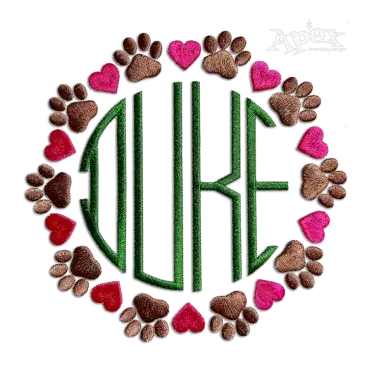 Paw Dog Love Embroidery Frame Design