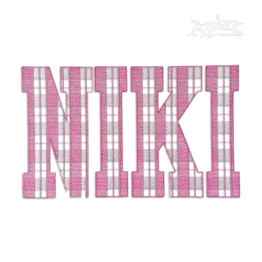 Block Plaid Machine Embroidery Font Sample Niki