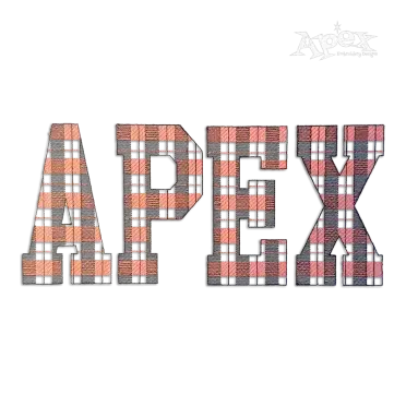 Block Plaid Machine Embroidery Font Sample Apex