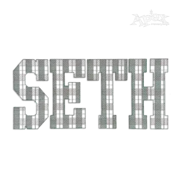 Block Plaid Machine Embroidery Font Sample Seth