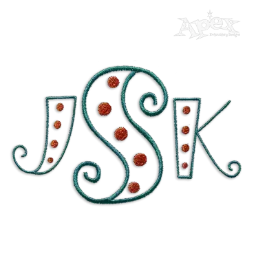 Polka Dot Curlz Machine Embroidery Font by Apex Designs