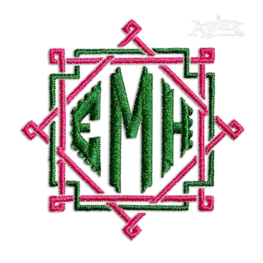 Rattan Pattern Monogram Frame Machine Embroidery Designs