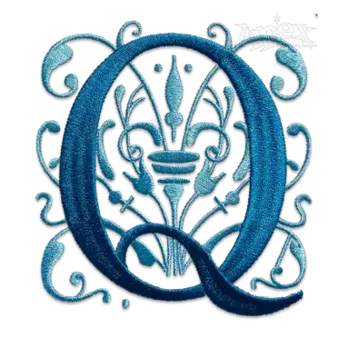 Regal Floral Machine Embroidery Fonts:Letter Q