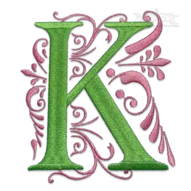 Regal Floral Machine Embroidery Fonts:Letter K