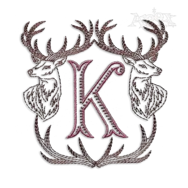 Deer Elk Antlers Frame Machine Embroidery Design by Apex