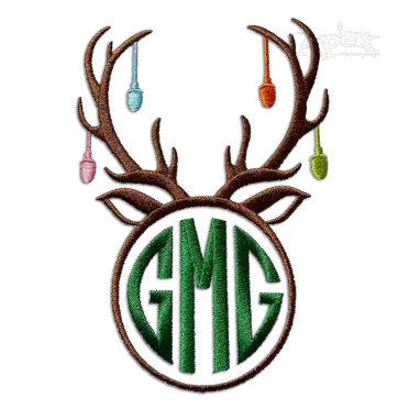 Deer Reindeer Antlers Christmas Bulbs Machine Embroidery Frame Design